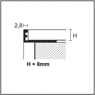 Profilis L-forma h8mm / baltai dažytas aliuminis / 2