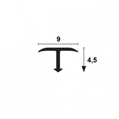 Profilis T-forma 9mm / anoduotas aliuminis / 1