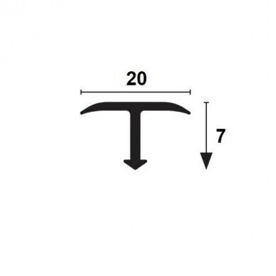 Profilis T-forma 20mm / poliruotas žalvaris / 1